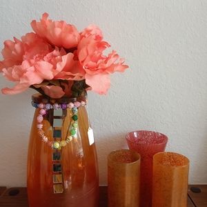 3 Piece Orange  Homemade Vase Set